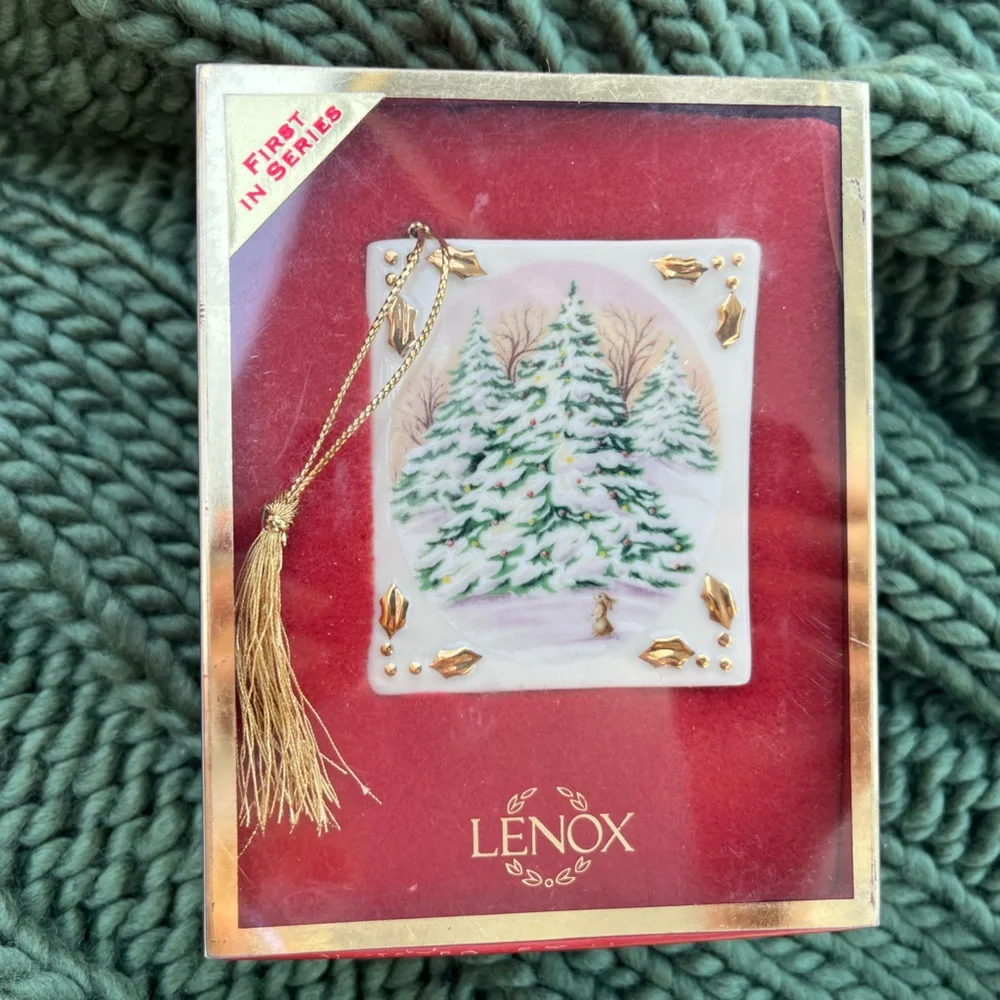 Vintage Lenox Whispering Trees Porcelain Book Ornament 1st Series Christmas